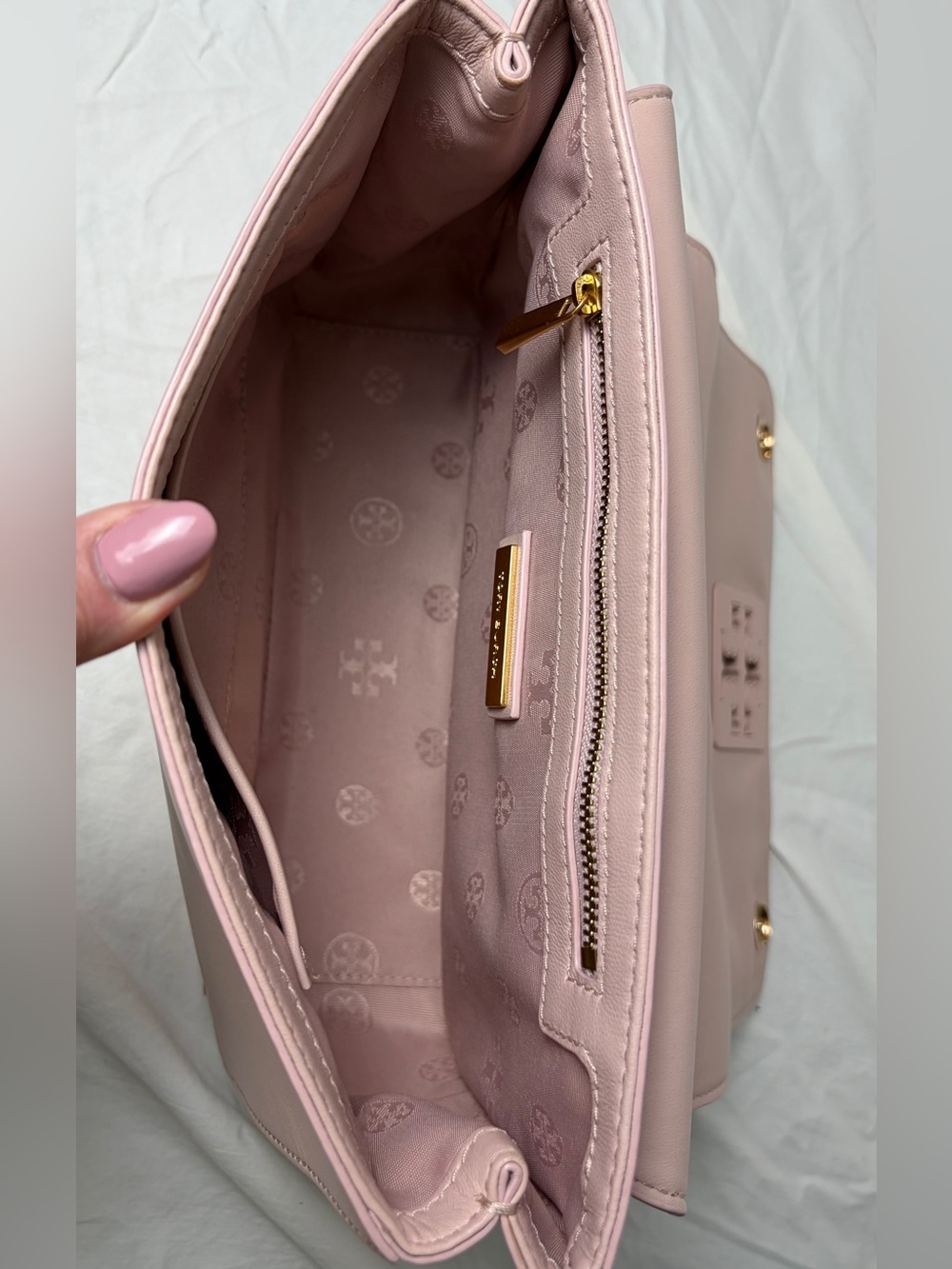 Tory Burch Britten Pink Leather Chain Shoulder Crossbody Bag - Picture 7 of 11
